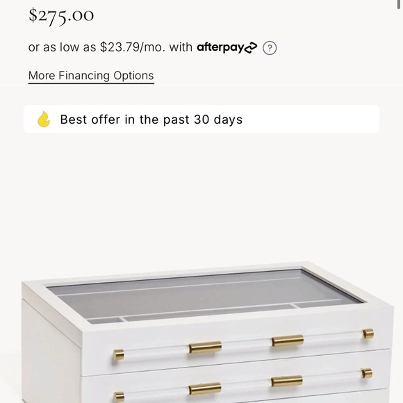 Large antique brass jewelry box in white lacquer - Picture 9 of 9